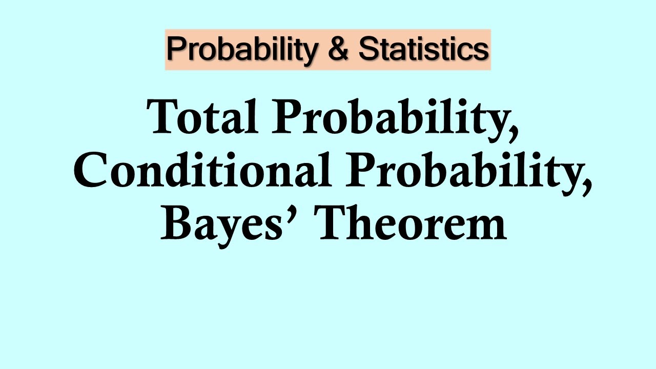 Probability and Statistics | Total Probability Conditional Probability ...