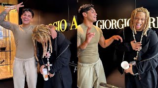 Trippie Redd Links Up with Ryan Garcia at Giorgio Armani (HD) Hits Push-Ups On Store Floor