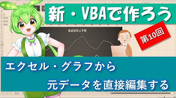 【新VBAで作ろう】第10回～エクセルグラフから元データを直接編集する～の巻。VBAの練習問題として、実際に動く機能を作成し、動画で実装した機能とコードを解説していきます。