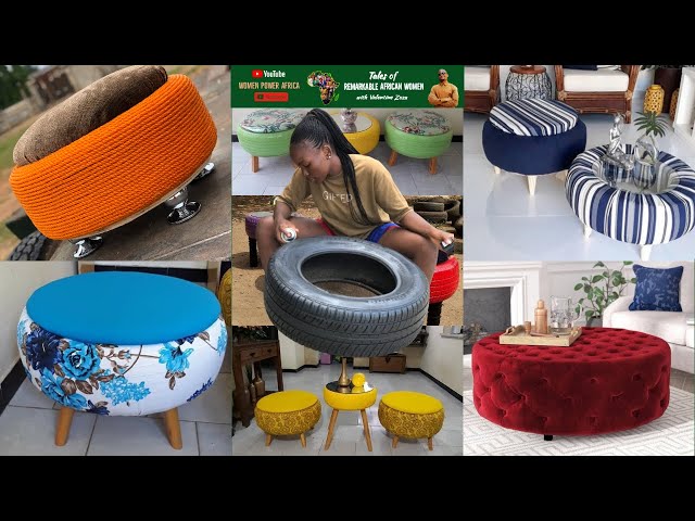 A Young Nigerian Woman Makes Furnitures Out Of Used Tyres!