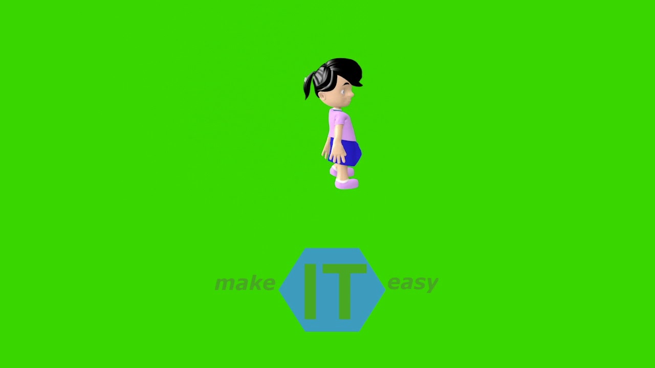 Animated Girl walking green screen YouTube