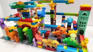 Dinosaur Kingdom Marble Run! T-Rex vs Baby Dinos! Epic LEGO Race! 🌈🔥 | 3 COMBO IN 1