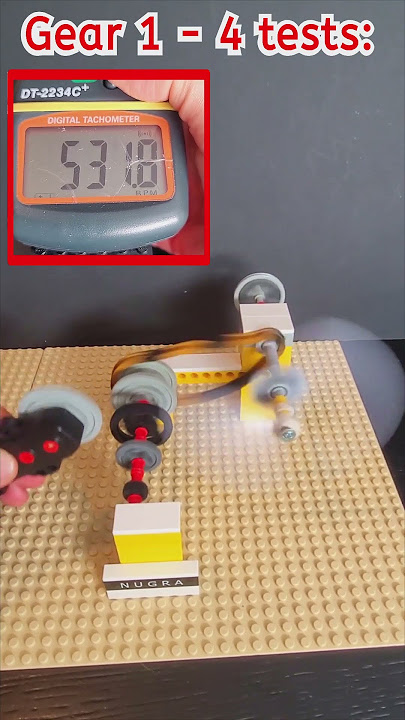 Lego Gear 1 - 4 Tests, great Sound and RPM #lego #motor #speed #test #rpm