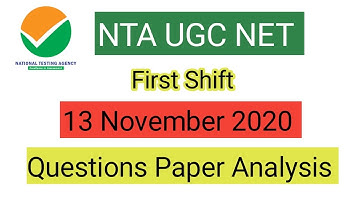13 November 2020 Exam Analysis of UGC NET / Answer key of UGC NET / First Paper-1 / NTA Net