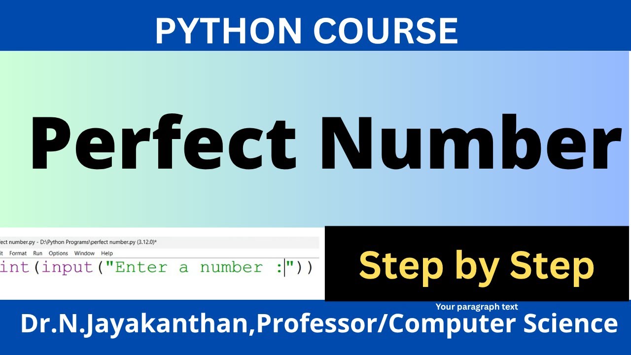 Python Program to Check Perfect Numbers | Easy & Explained 🔥 - YouTube