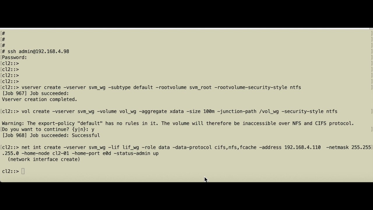 Netapp ONTAP Fundamentals workgroup example for CIFS