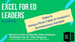 Video 6 Using a Pivot Table to Analyze a Dichotomous Variable