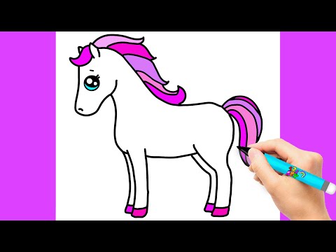 ОЧЕНЬ МИЛЫЙ РИСУНОК ЛОШАДИ 🐴 КАК ЛЕГКО НАРИСОВАТЬ ЛОШАДЬ 😍 РИСОВАНИЕ 🌈 ЛЕГКИЕ ЧЕРТЕЖИ