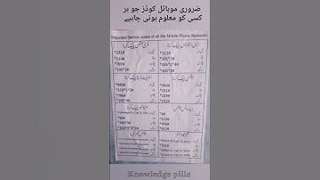 important sim code. mobile codes. وہ ضروری کوڈز جو ہر کسی کو معلوم ہونی چاہیے ۔ #mobile #jazz