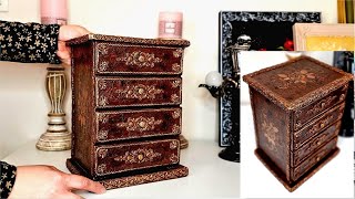 How to make a mini chest of drawers out of cardboard /DIY tutorial