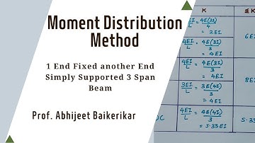 Analysis of 3 Span Beam by Moment Distribution Problem | 1 End Fixed and another End Hinged Beam