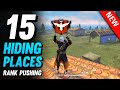 TOP 15 HIDING PLACES IN FREE FIRE | BEST HIDDEN PLACES FOR RANK PUSHING - BROKEN JOYSTICK