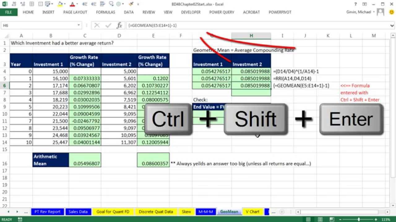 Excel Statistical Analysis 11: Geometric Mean to Calculate Average Compounding Rate per Period