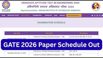 GATE 2026 Exam Schedule OUT | Official Update by IIT Guwahati | Complete Branch-Wise Dates & Timings