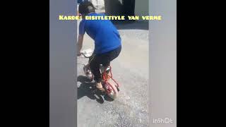 Kardeş bisikletiyle yan verme/vın bas gaza