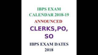 IBPS calendar 2018-19 exam dates