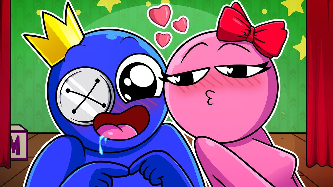 BLUE & PINK LOVE STORY - Rainbow Friends Animation 