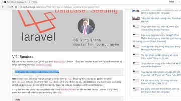 Laravel 5.6: Xây dựng cơ sở dữ liệu mẫu với Seeding (Full HD)