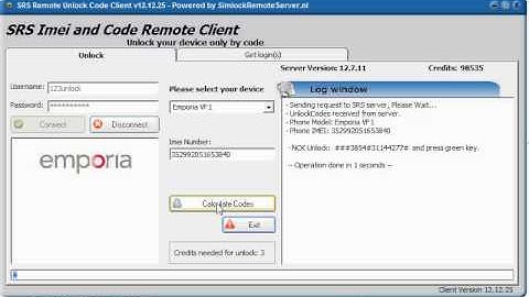 SRS: Unlocking EMPORIA VF1 only by Imei Number
