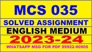 mcs 035 solved assignment 2023-24 | mcs 35 solved assignment in english 2024 | mcs 35 2024