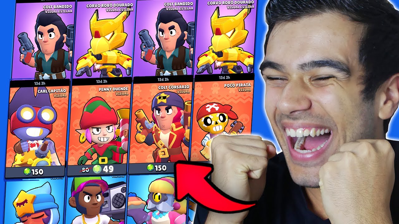 Comecei 2020 Comprando Todas As Skins Do Brawl Stars Youtube - imagens jogo pogo do brawl stars