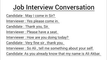 Dialogue between interviewer and interviewee /Job interview conversation / Interview question answer