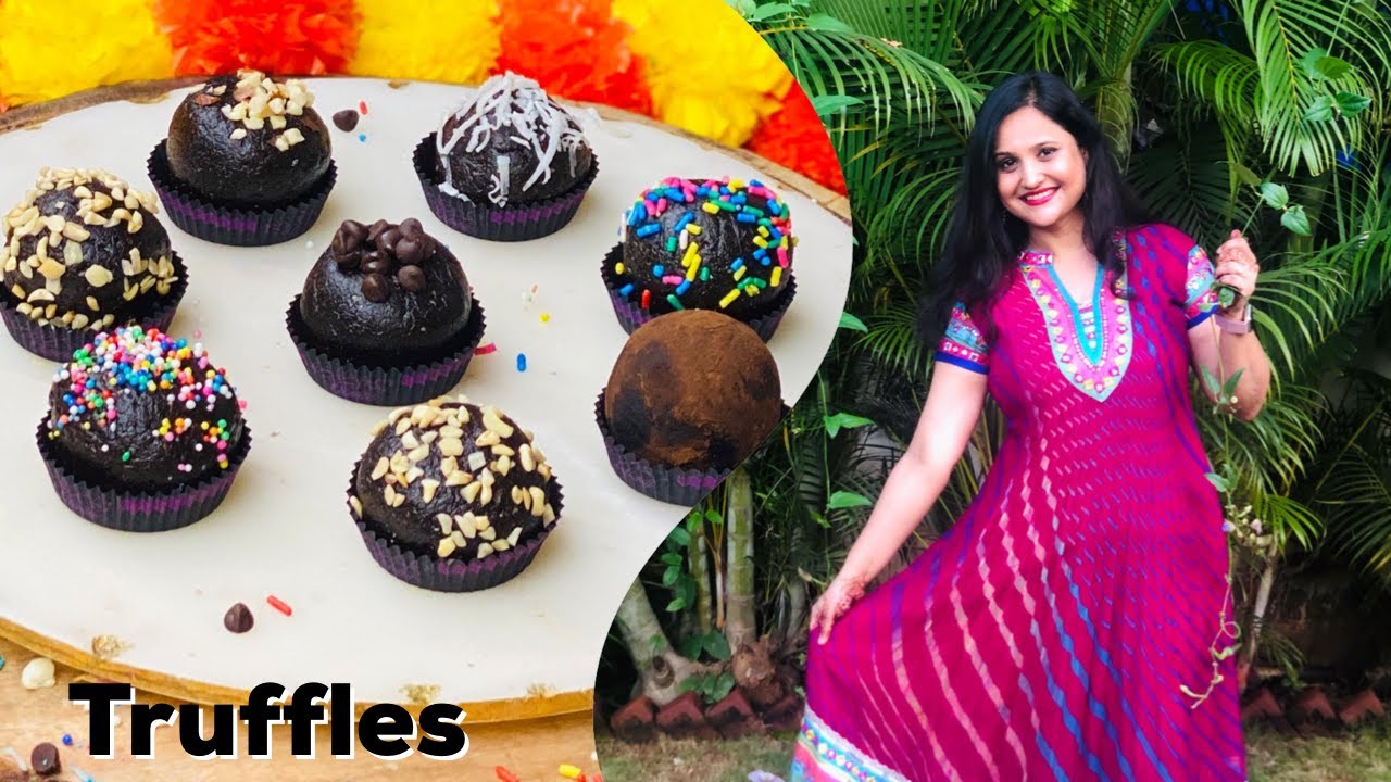 Diwali Series 4 - Chocolate Almond Truffles | No-Cook Truffles | Truffle Recipes | Flavourful Food