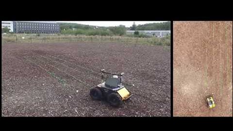 Visual-Servoing based Navigation for Monitoring Row-Crop Fields