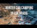 Winter Car Camping in Subaru Forester - Colorado (Snow, Gear, Hiking, Cooking)