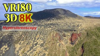 [ 8K 3D VR180 ]  超立体視 3D空撮 三原山・表砂漠～赤だれ（三原キャニオン）Aerial 　Hyperstereoscopic  at Ｍt.Mihara in TOKYO