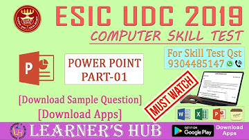 ESIC UDC & STENO SKILL TEST POWER POINT SOLUTION PART-01