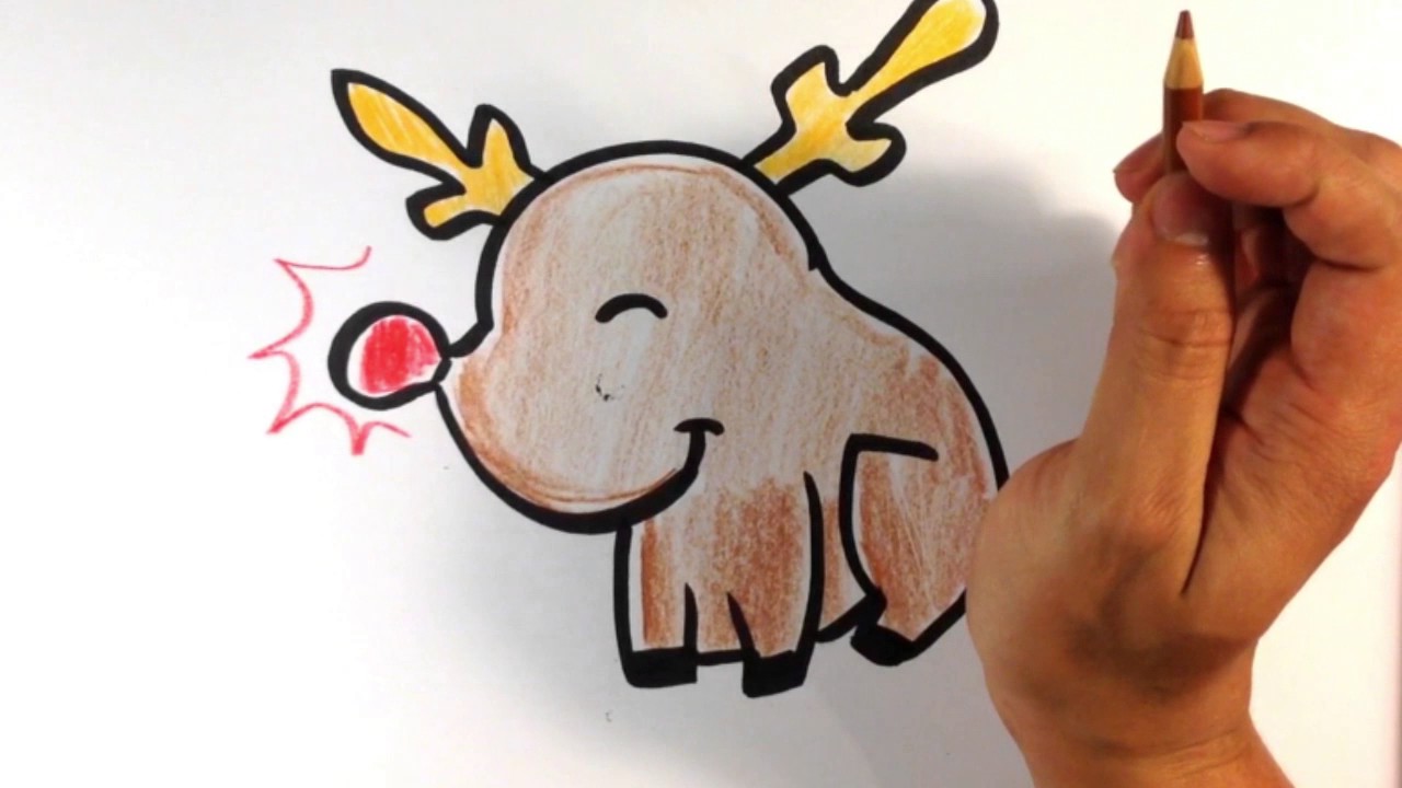 How to Draw Rudolph (Cute) - Easy Pictures to Draw - YouTube