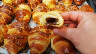 كرواسون مورق بدون زبدة توريق بالعجينة السحرية سريع التحضير لذييييذ جدااا /croissant