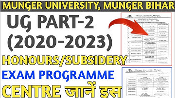 MUNGER UNIVERSITY UG PART-2 (2020-2023) EXAM PROGRAMME AND EXAM ROUTINE हुवा जारी