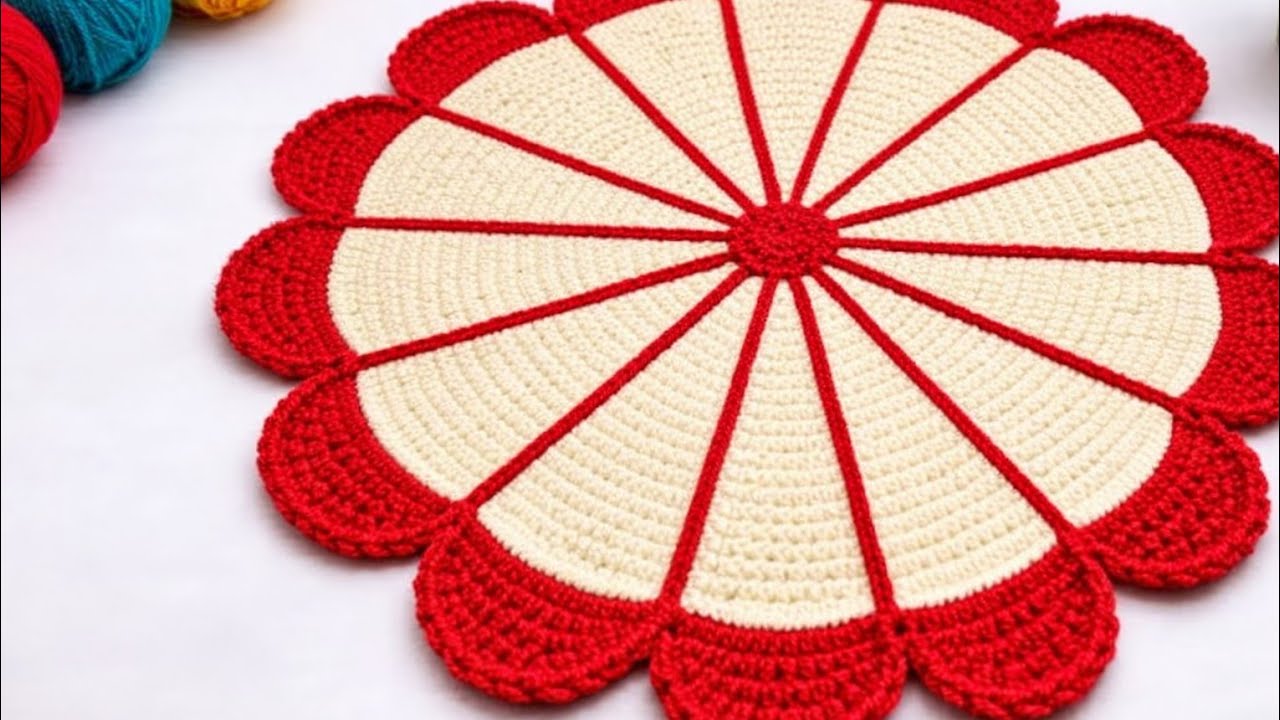 32 फंदो ं से बनाए 2 रंग का बहुत ही आसान और खूबसूरत पायदान | new doormat design thalposh