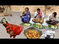 how to cook house pet chicken with potato in village santali tribe style || rural india in bengal