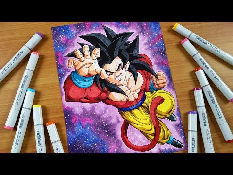 Desenho Anime Goku SSJ4 - Desenhos em Papel A4 150g/m² - DFrans Arts Store  - Ilustrador