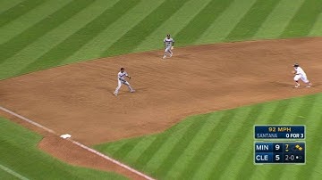 MIN@CLE: Polanco fields, fires to start the 5-4-3 DP