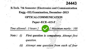 2013 Mdu BTech ECE 7th Sem Optical Communication Question Paper