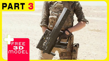 Modeling Cyberpunk Assault Rifle - complete Workflow - Part 3- Rhino7