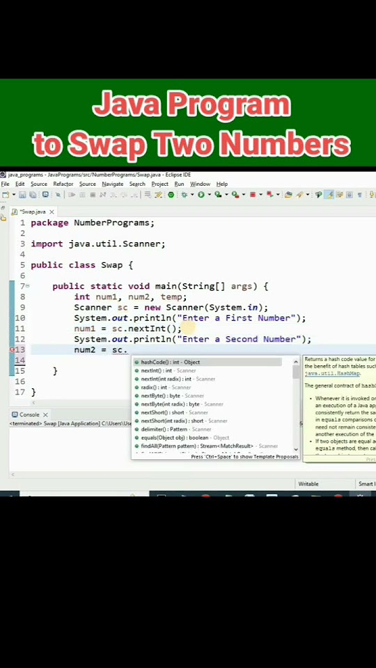 Java Program to Swap Two Numbers #shorts #youtubeshorts # ...