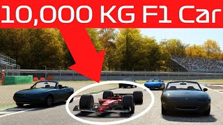 is a 10,000 KG F1 car faster than an mx5?