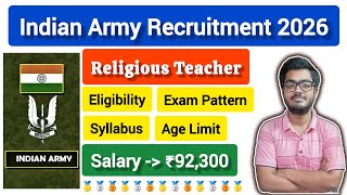 Indian Army Religious Teacher Recruitment 2026 || JCO Dharmik Shikshak Vacancy || Salary ₹92,300 || screenshot 1