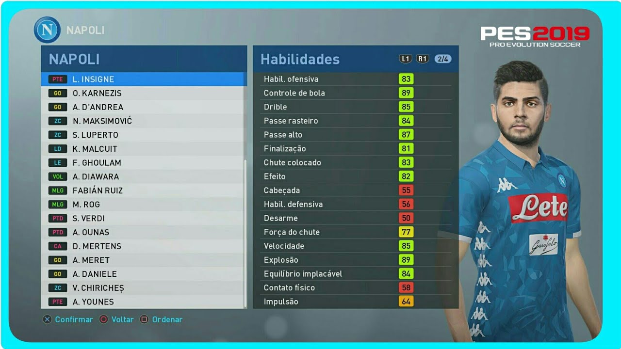 PES 2019 FACES E STATS NAPOLI PEDIDO DE INSCRITO - YouTube