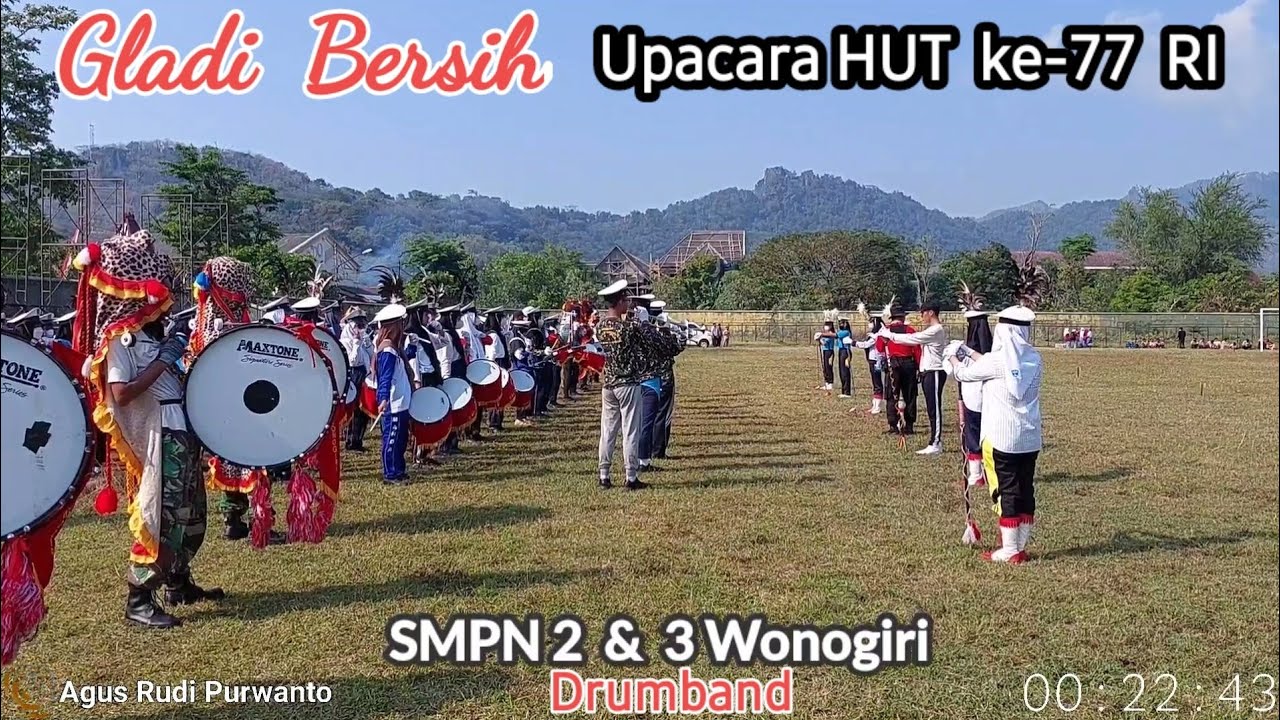 Aksi Terbaik Drumband SMPN 2 dan 3 Wonogiri dalam Gladi Bersih Iringi  Upacara Detik2  HUT  ke 77
