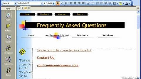 FrontPage Tutorial Creating E-Mail Hyperlinks Microsoft Training Lesson 7.2
