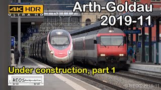 2019-11-13 [4K] Bahnhof Arth Goldau in the afternoon 1 - Station under construction! Swiss Trains