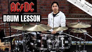 How to play Thunderstruck by ACDC on drums - Drum Lesson