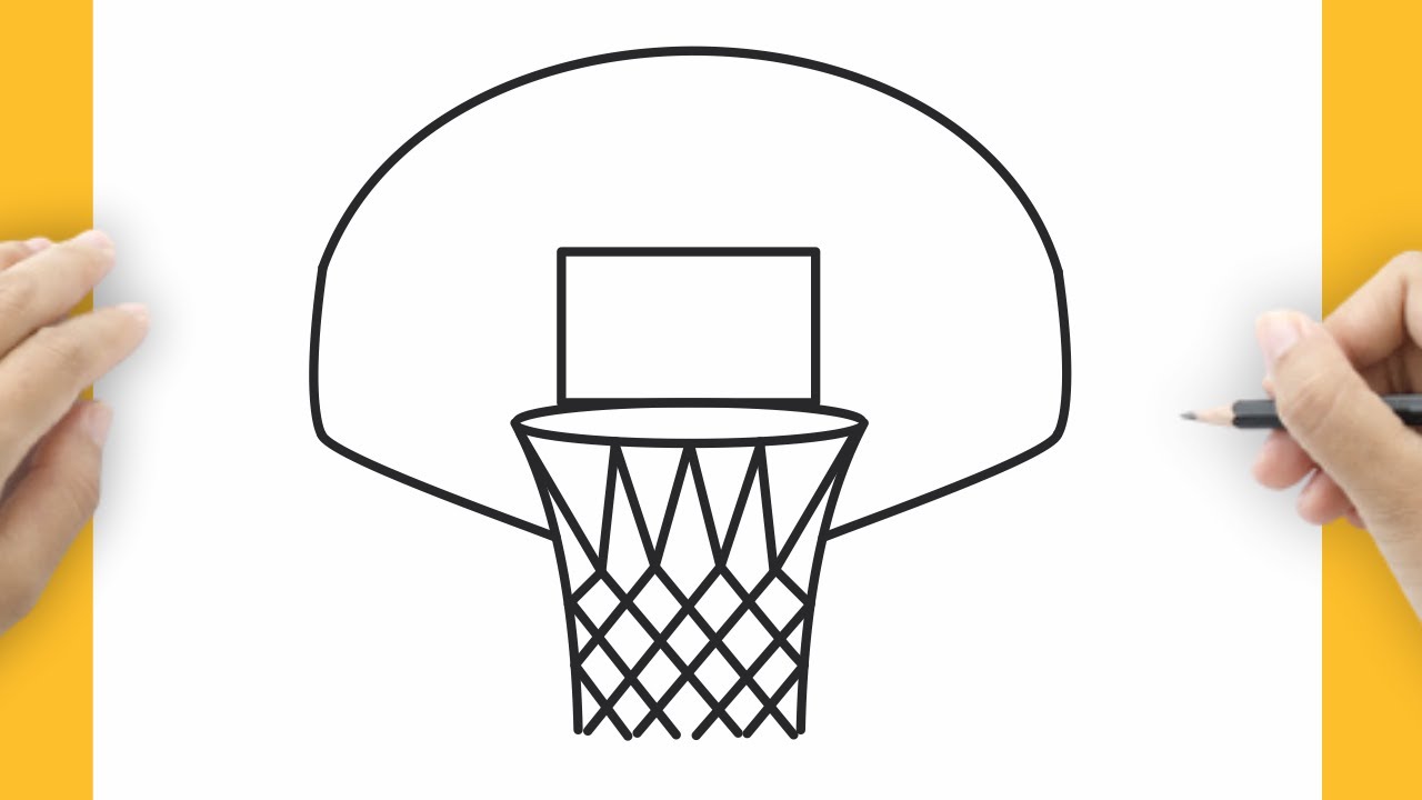 HOW TO DRAW A BASKETBALL AND HOOP 