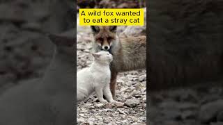 A wild fox wanted to eat a stray cat, but #shorts #emotionalstory #realstory